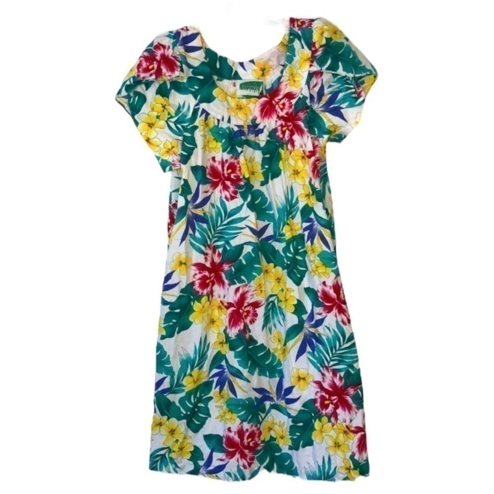 VINTAGE PUNAHOU APPAREL HAWAIIAN FLORAL DRESS SIZE MEDIUM